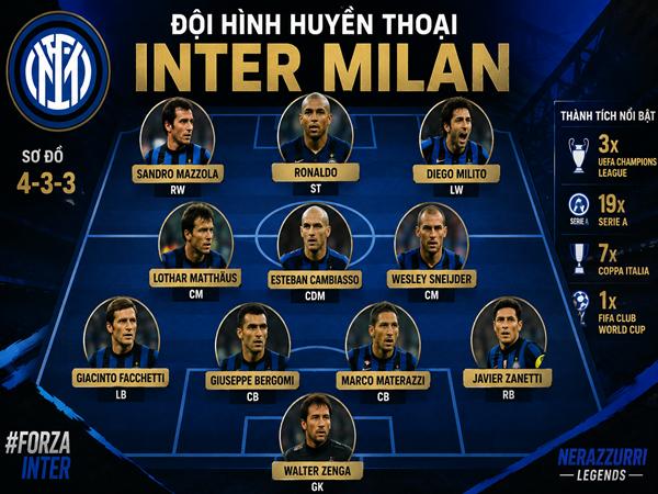 Khám phá đội hình huyền thoại Inter Milan mọi thời đại